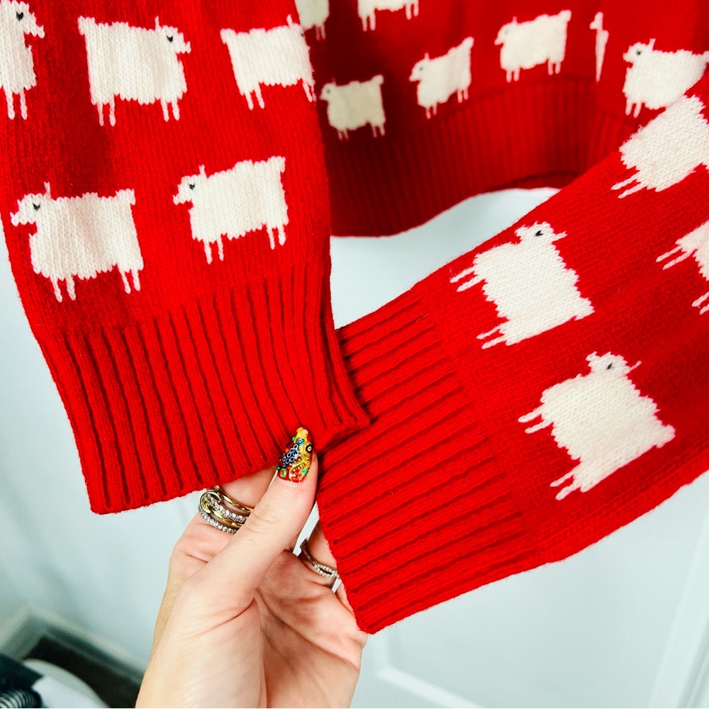 Rowing Blazers Black Sheep Sweater Diana Iconic Red White Wool Knit Pullover M - Picture 11 of 16